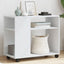sidebord med hjul 70x35x60 cm konstrueret træ hvid