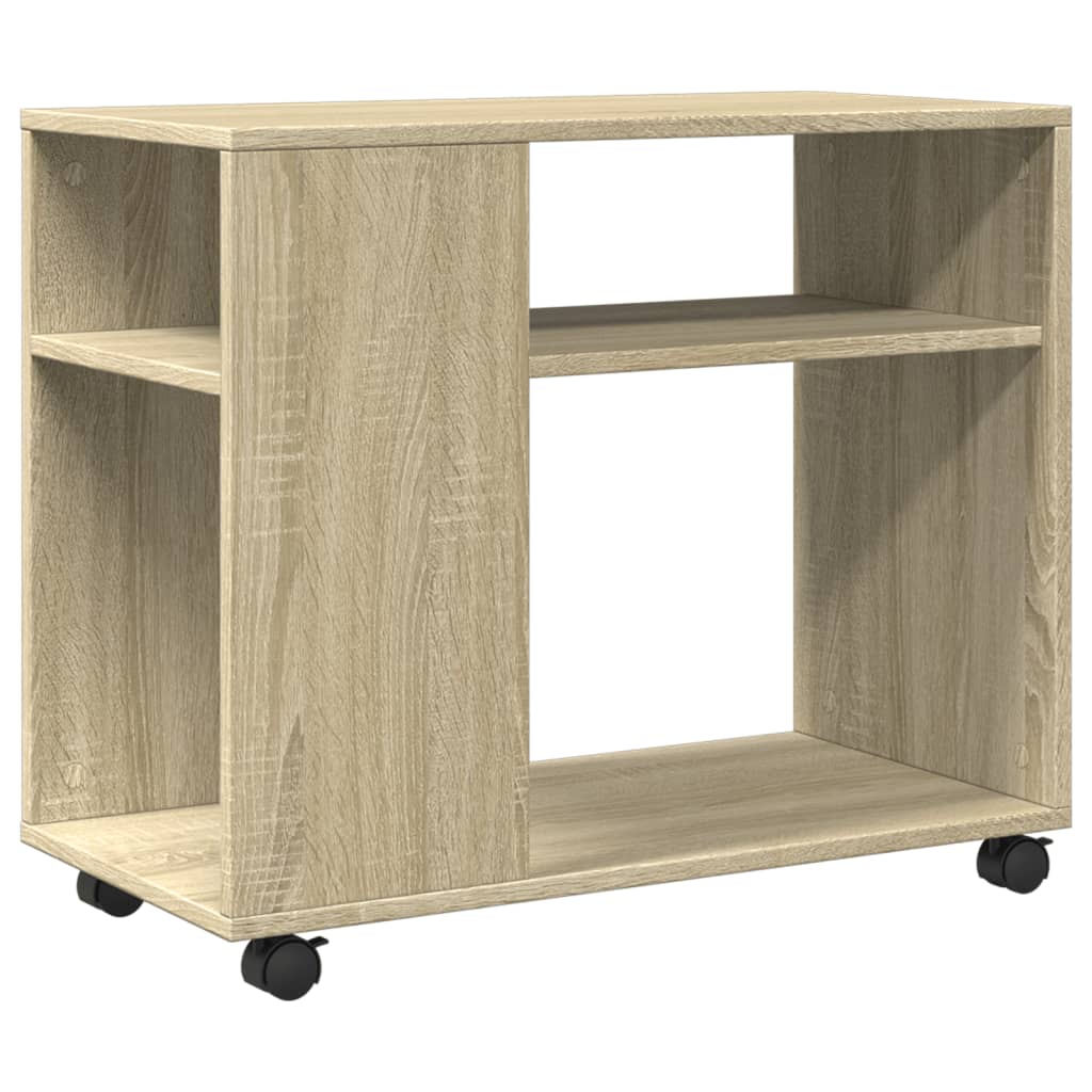 sidebord med hjul 70x35x60 cm konstrueret træ sonoma-eg