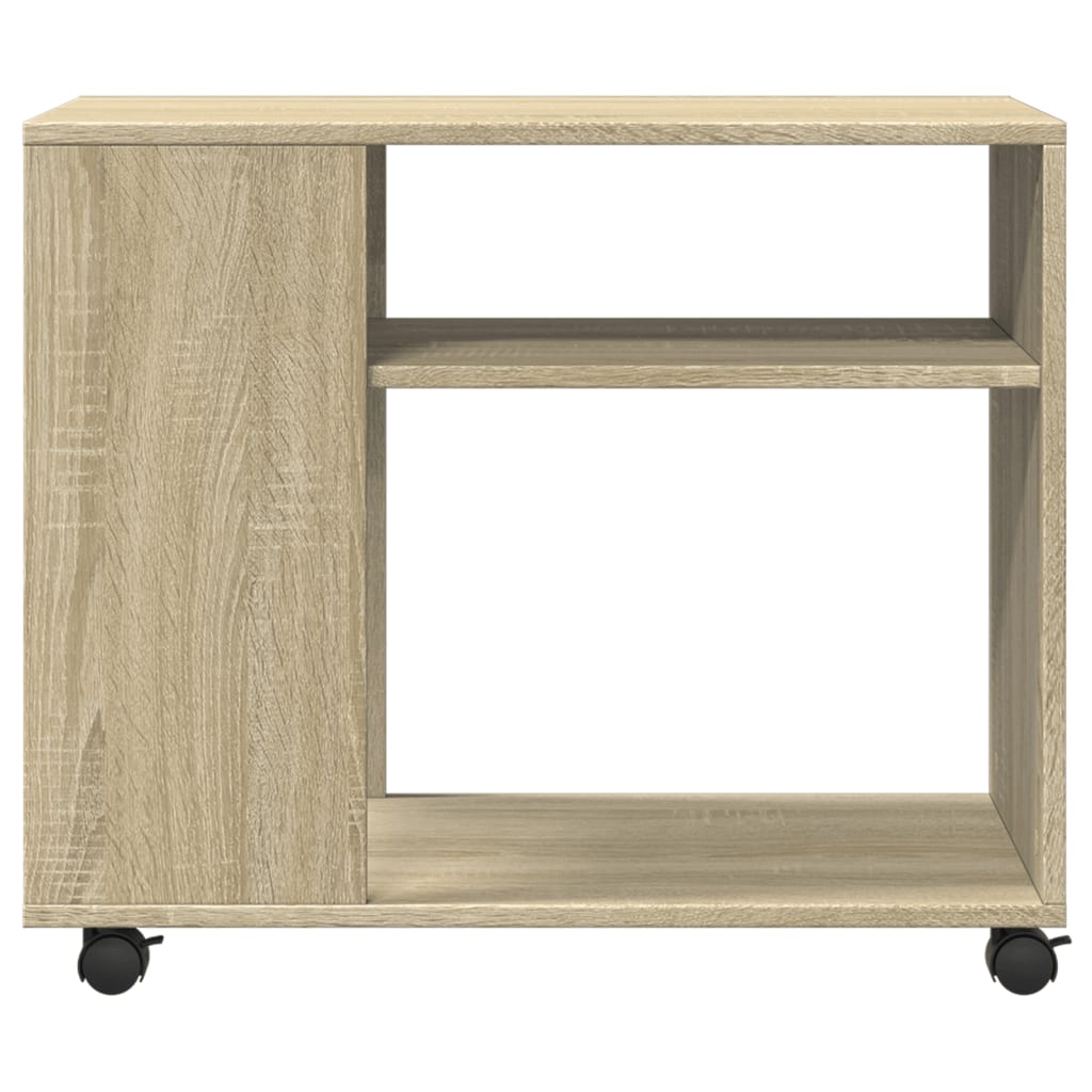 sidebord med hjul 70x35x60 cm konstrueret træ sonoma-eg