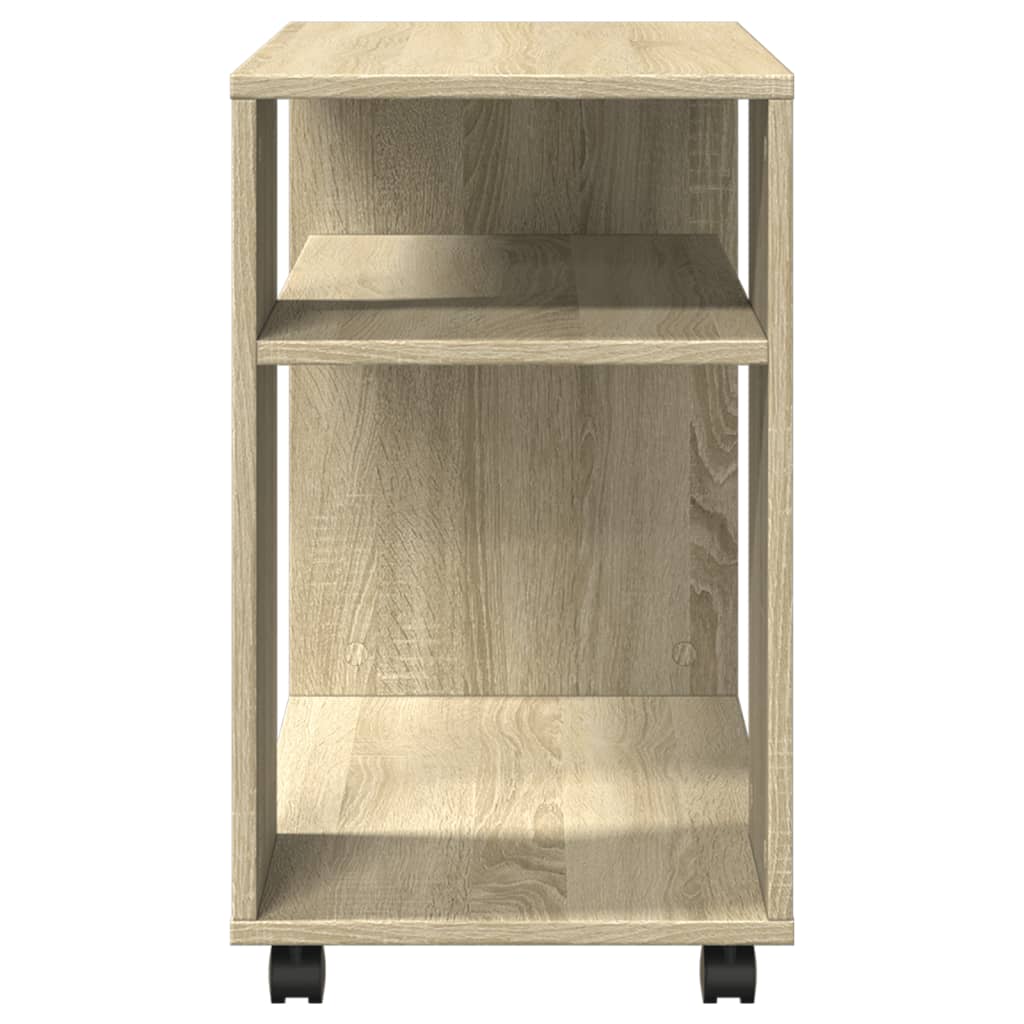 sidebord med hjul 70x35x60 cm konstrueret træ sonoma-eg