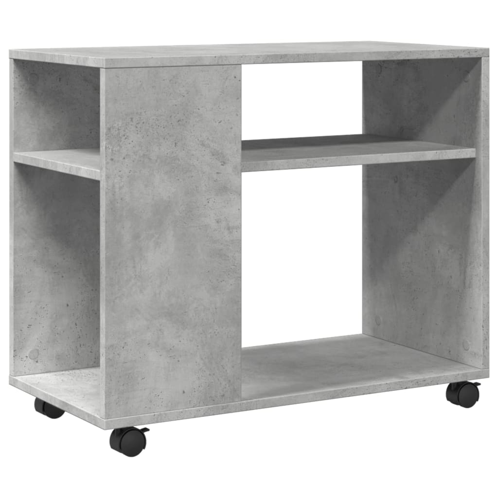 sidebord med hjul 70x35x60 cm konstrueret træ betongrå