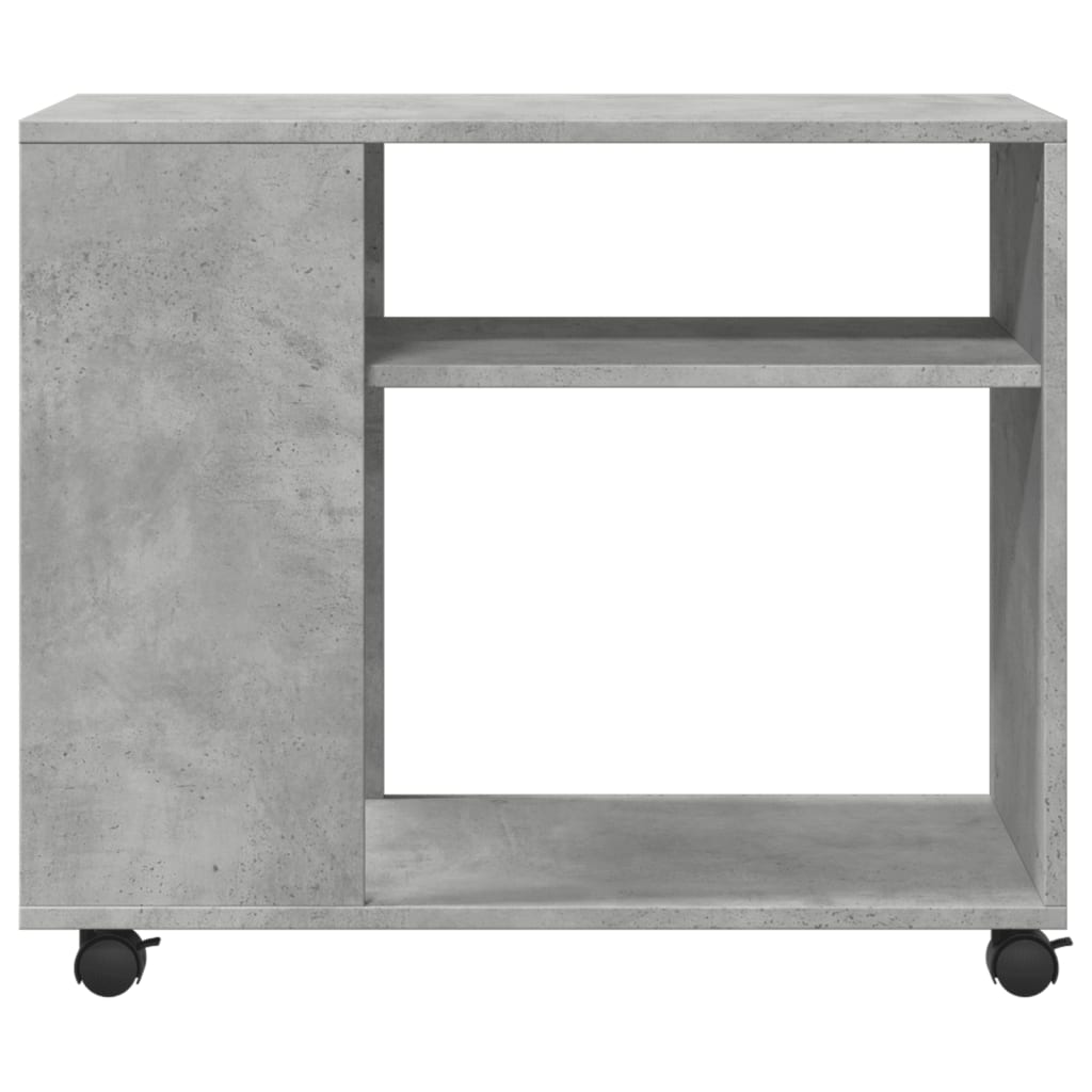 sidebord med hjul 70x35x60 cm konstrueret træ betongrå