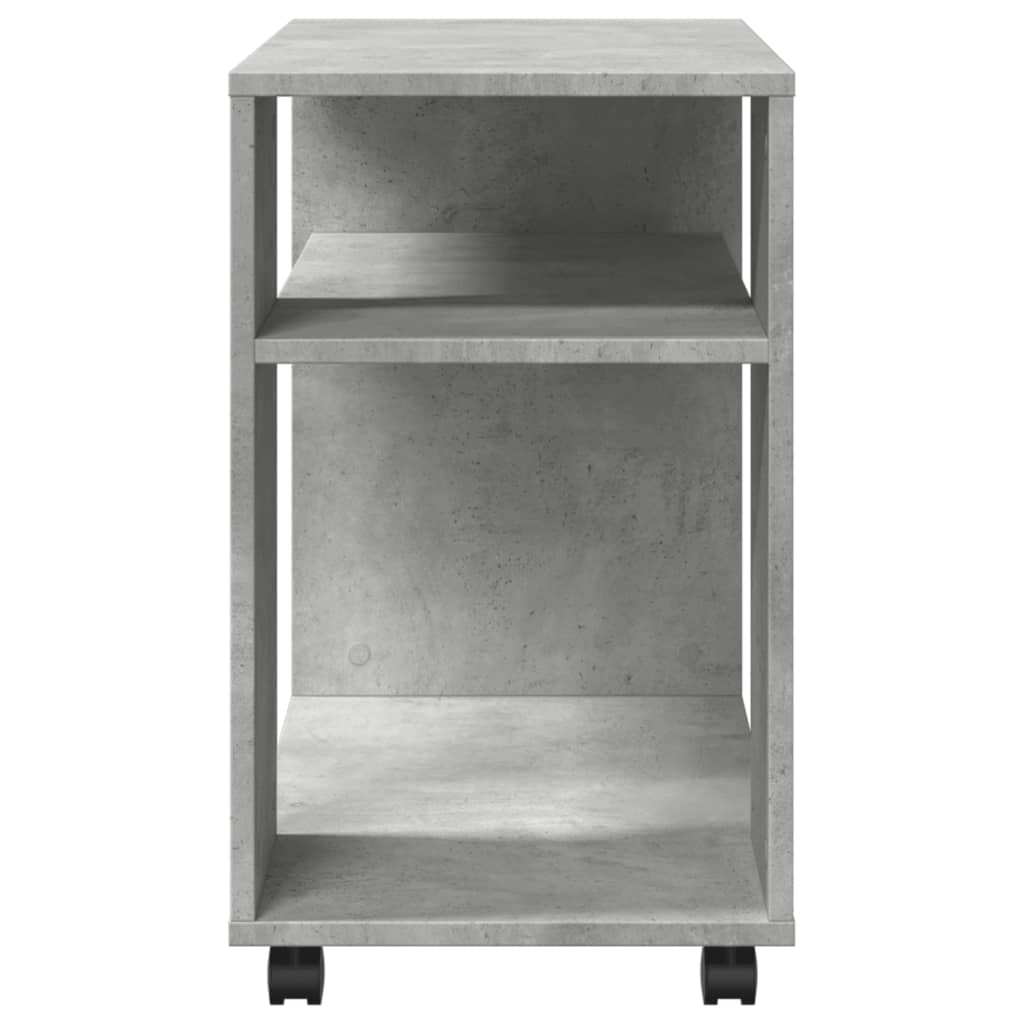 sidebord med hjul 70x35x60 cm konstrueret træ betongrå