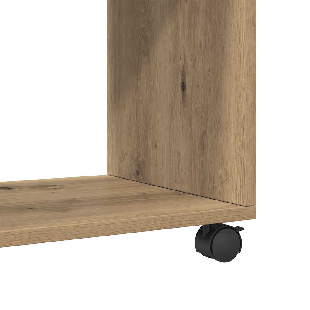 sidebord med hjul 70x35x60 cm konstrueret træ egetræsfarve