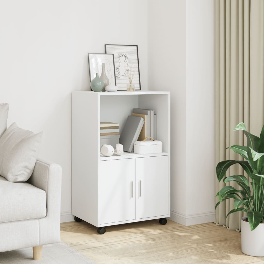 rullebord 55x40x91 cm konstrueret træ hvid
