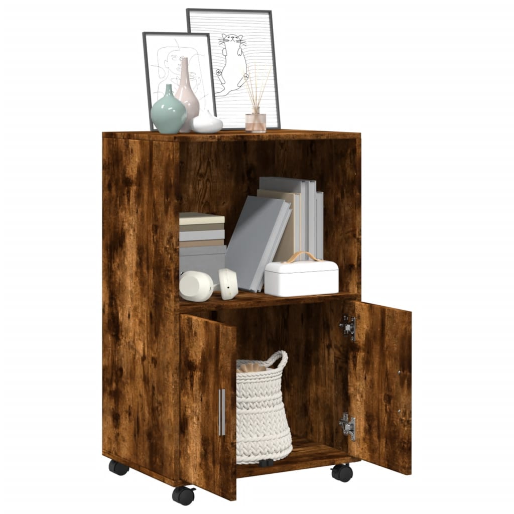 rullebord 55x40x91 cm konstrueret træ røget egetræsfarve