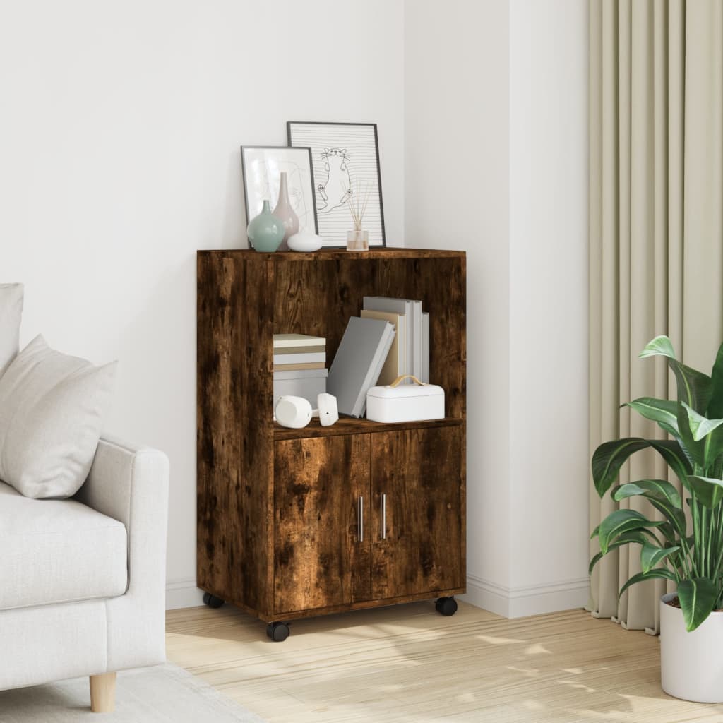 rullebord 55x40x91 cm konstrueret træ røget egetræsfarve