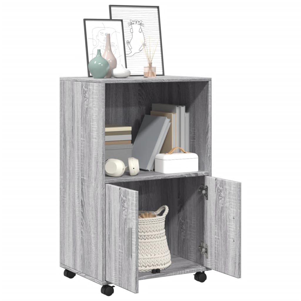 rullebord 55x40x91 cm konstrueret træ grå sonoma-eg
