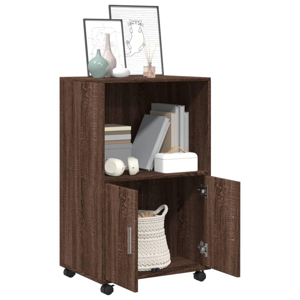 rullebord 55x40x91 cm konstrueret træ brun egetræsfarve