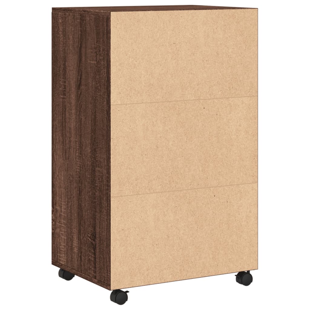 rullebord 55x40x91 cm konstrueret træ brun egetræsfarve