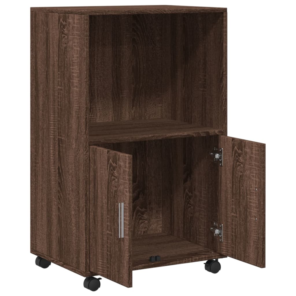 rullebord 55x40x91 cm konstrueret træ brun egetræsfarve