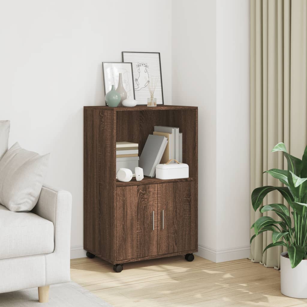 rullebord 55x40x91 cm konstrueret træ brun egetræsfarve