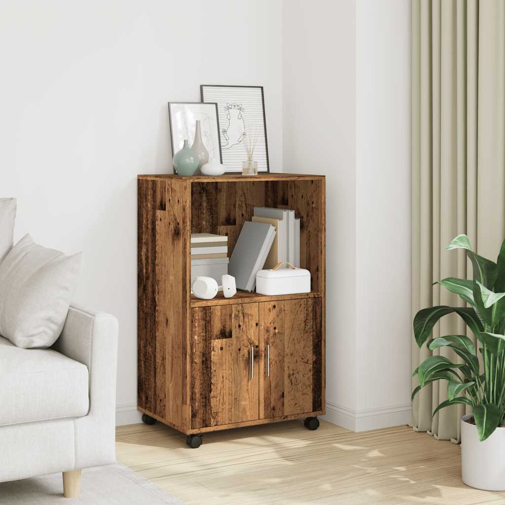 rullebord 55x40x91 cm konstrueret træ gammelt trælook