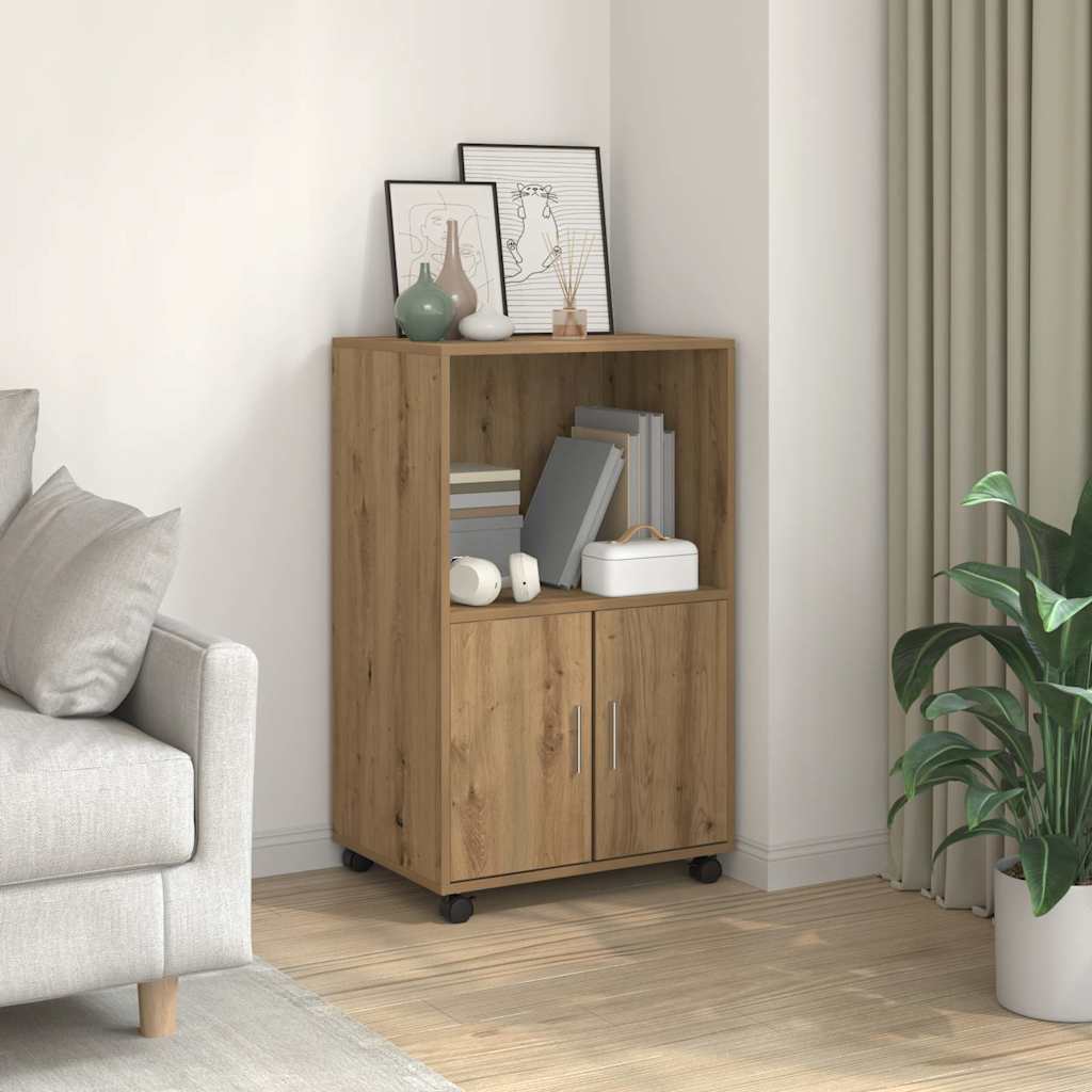 rullebord 55x40x91 cm konstrueret træ egetræsfarve