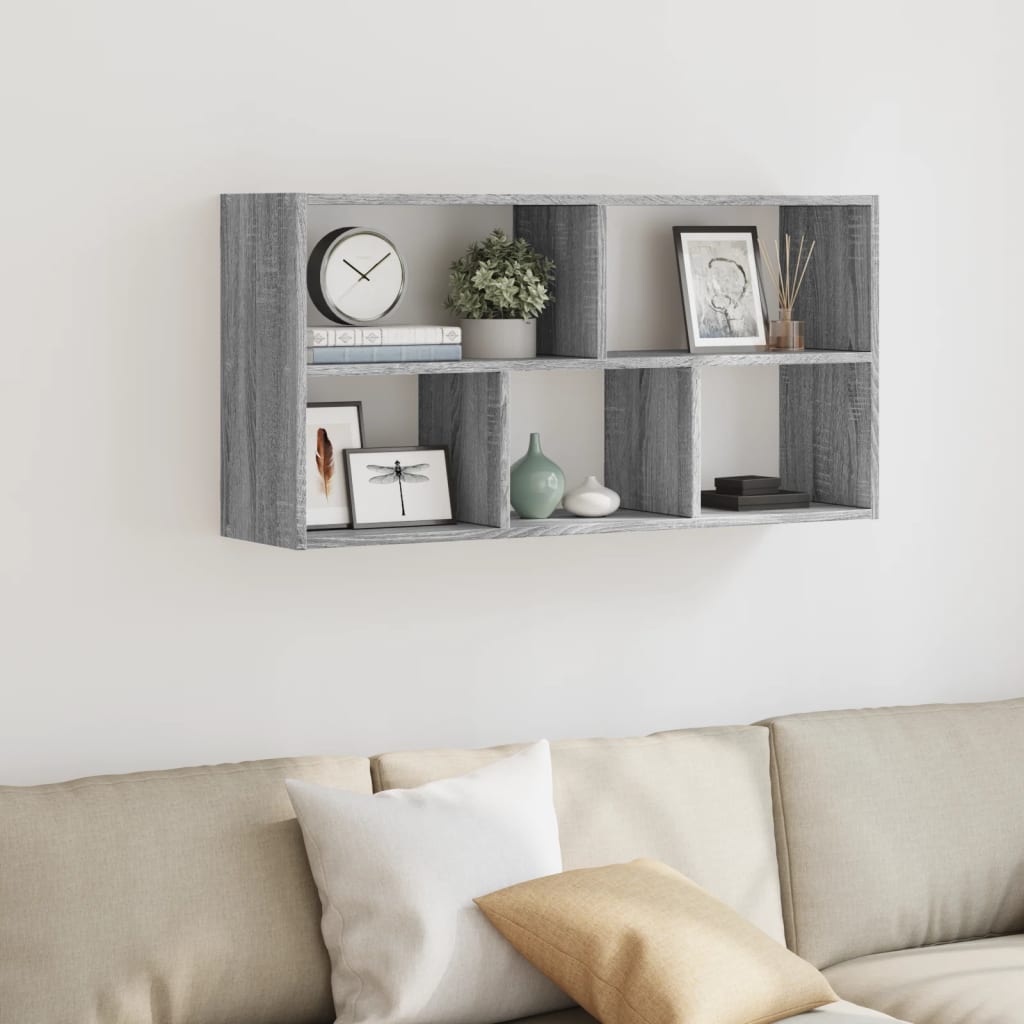 væghylde 100x25x50 cm konstrueret træ grå sonoma-eg