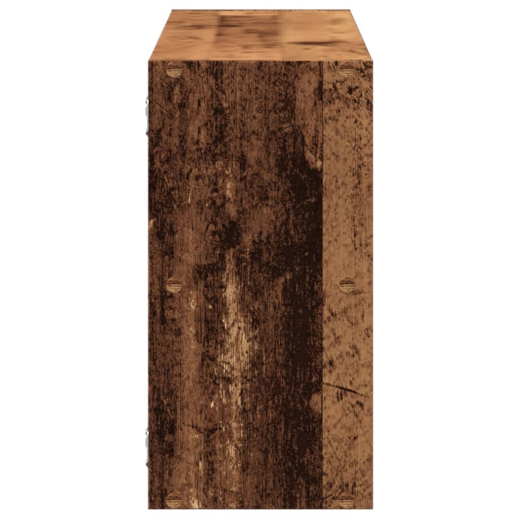 væghylde 100x25x50 cm konstrueret træ sort gammelt træ-look