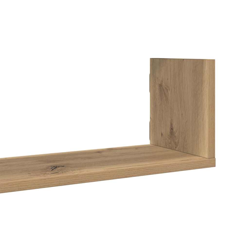 væghylder 3 stk. 58x18x18 cm konstrueret træ egetræsfarve
