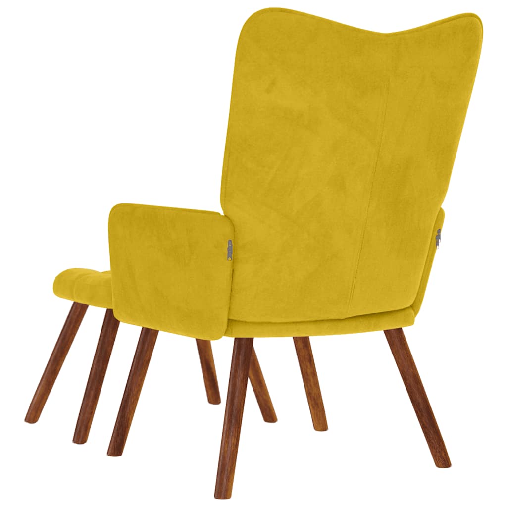 afslapningsstol med skammel gul fløjl
