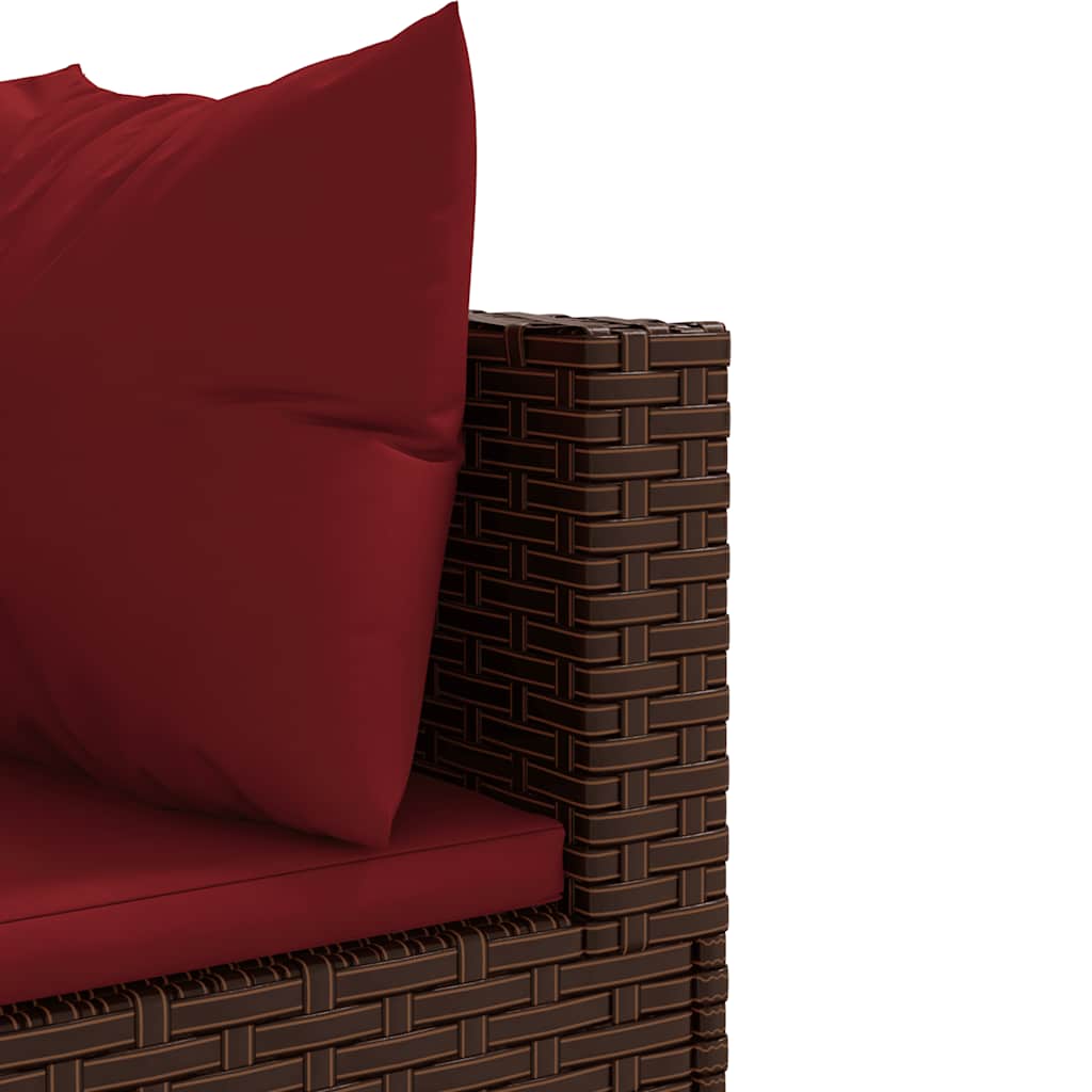 loungesæt til haven 6 dele med hynder polyrattan brun