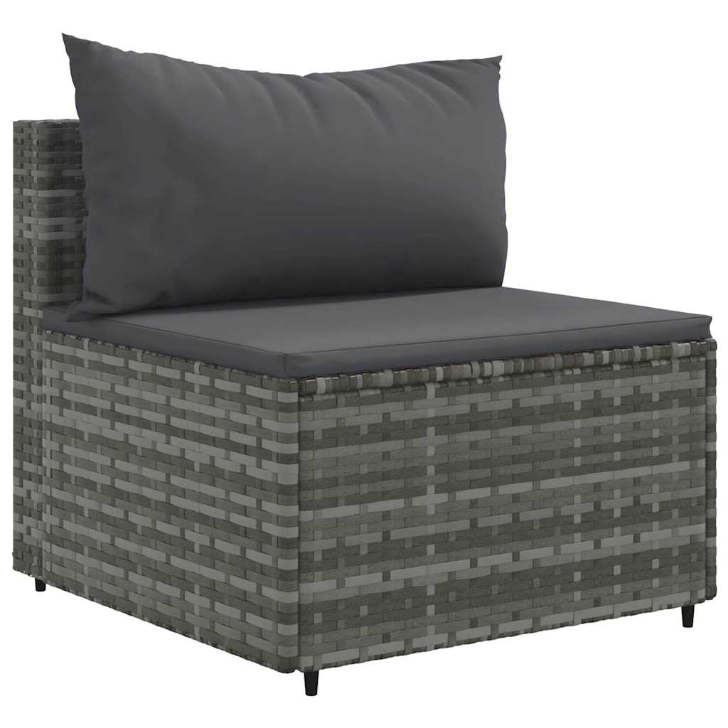 loungesæt til haven 7 dele med hynder polyrattan grå