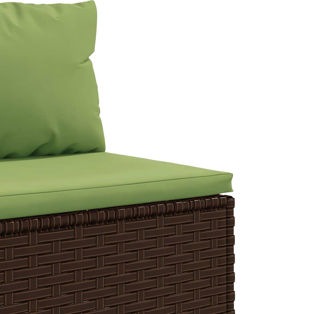 loungesæt til haven 7 dele med hynder polyrattan brun