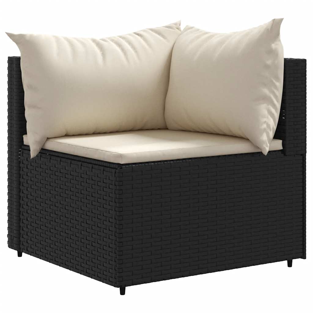 loungesæt til haven 8 dele med hynder polyrattan sort