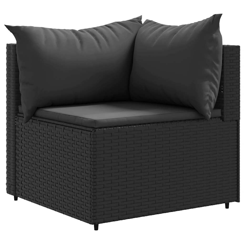 loungesæt til haven 8 dele med hynder polyrattan sort