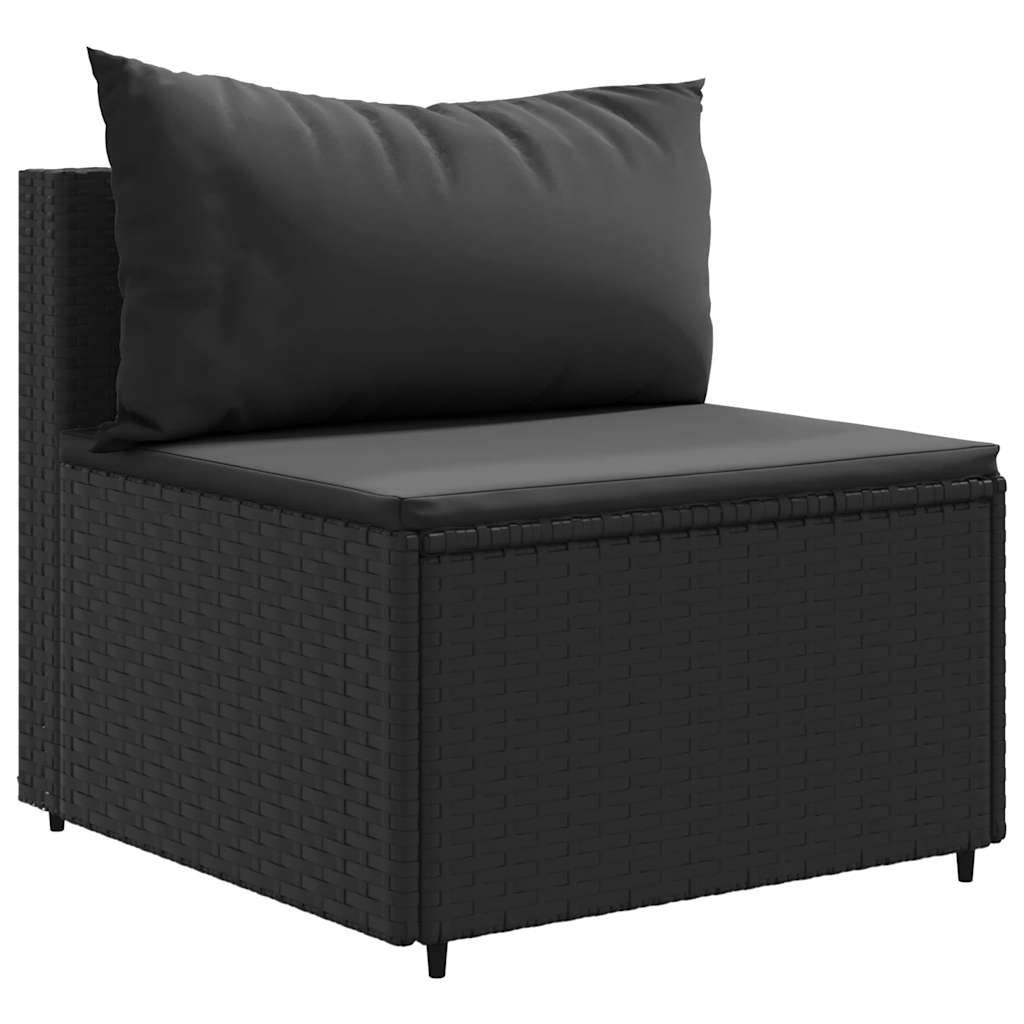 loungesæt til haven 8 dele med hynder polyrattan sort