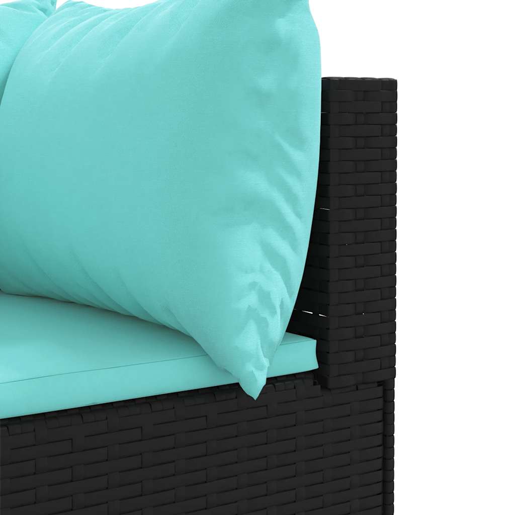loungesæt til haven 8 dele med hynder polyrattan sort