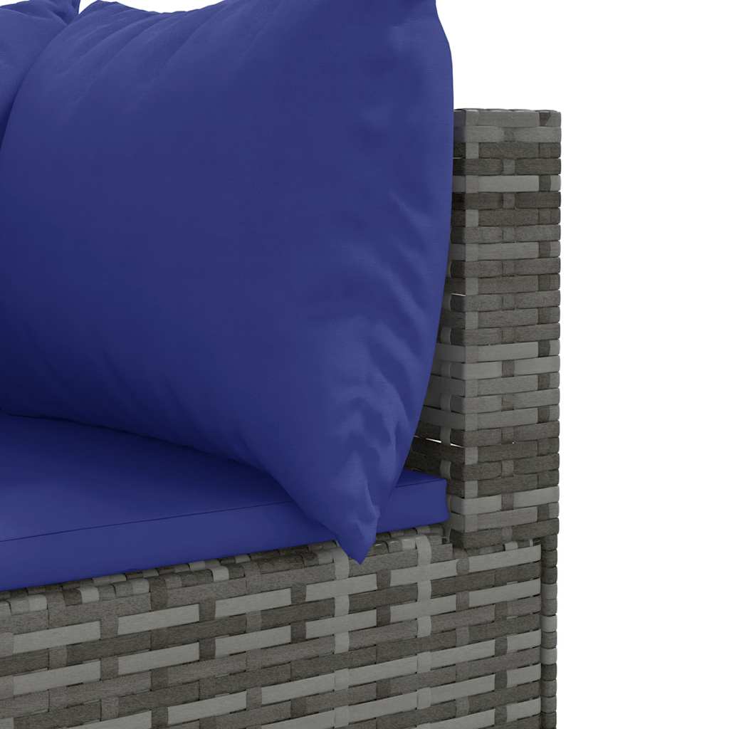 loungesæt til haven 6 dele med hynder polyrattan grå