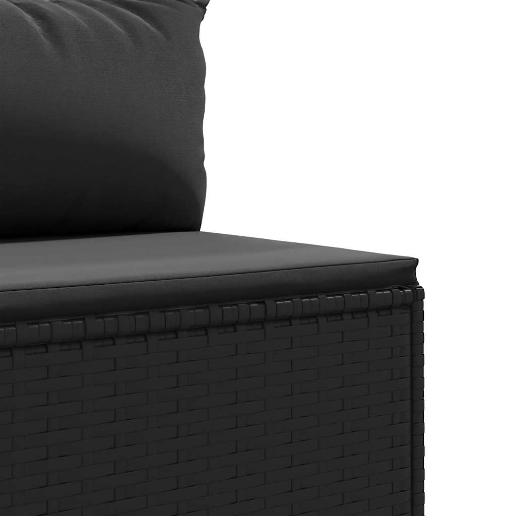 loungesæt til haven 6 dele med hynder polyrattan sort