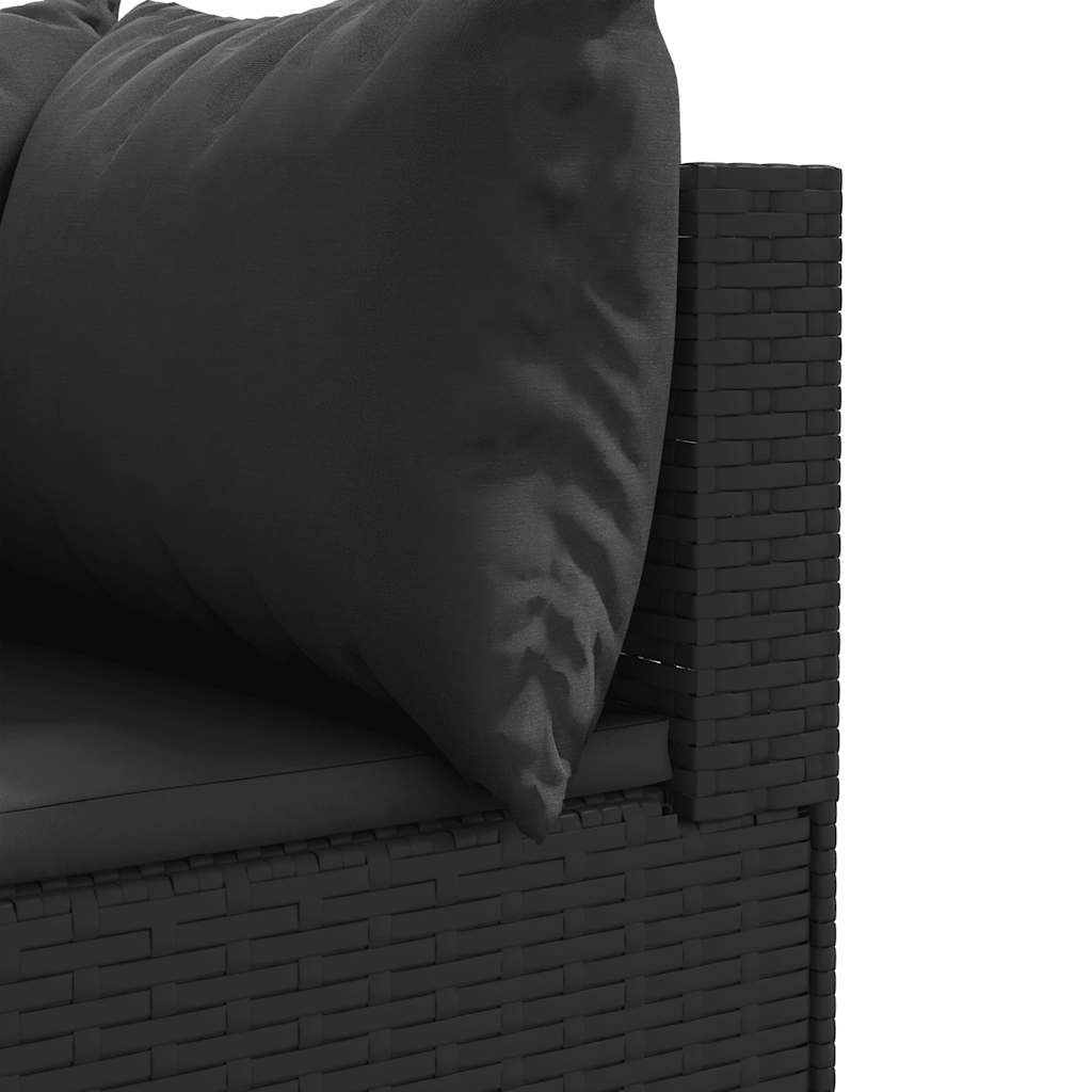 loungesæt til haven 6 dele med hynder polyrattan sort