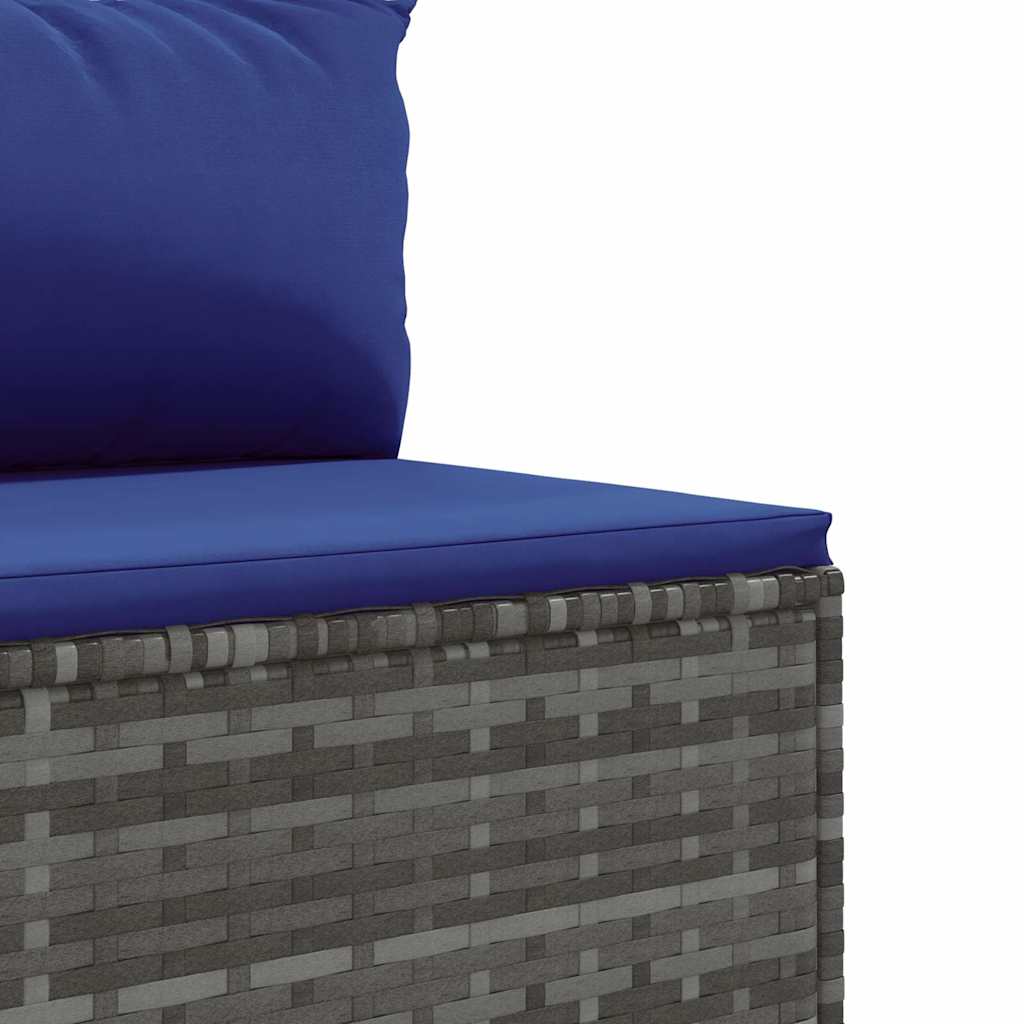 loungesæt til haven 6 dele med hynder polyrattan grå