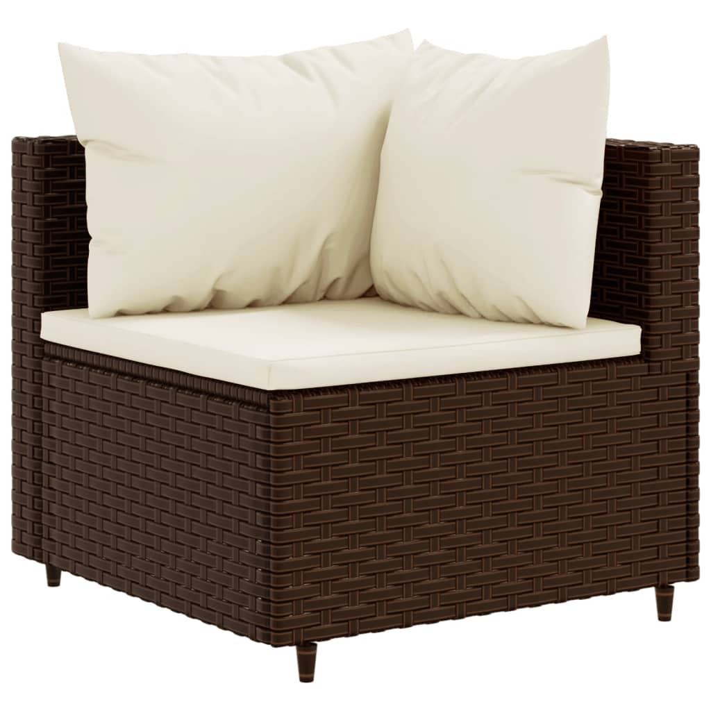 sofasæt til haven 10 dele med hynder polyrattan brun