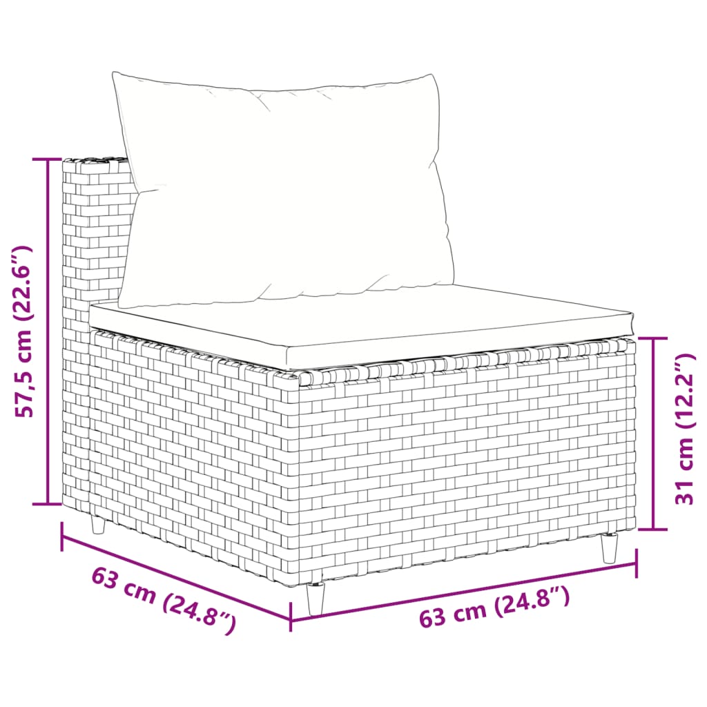 sofasæt til haven 10 dele med hynder polyrattan brun