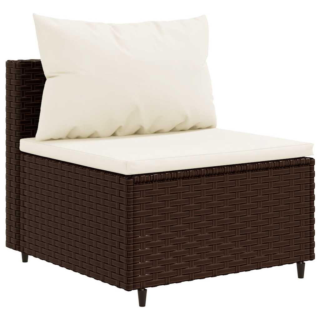 sofasæt til haven 5 dele med hynder polyrattan brun