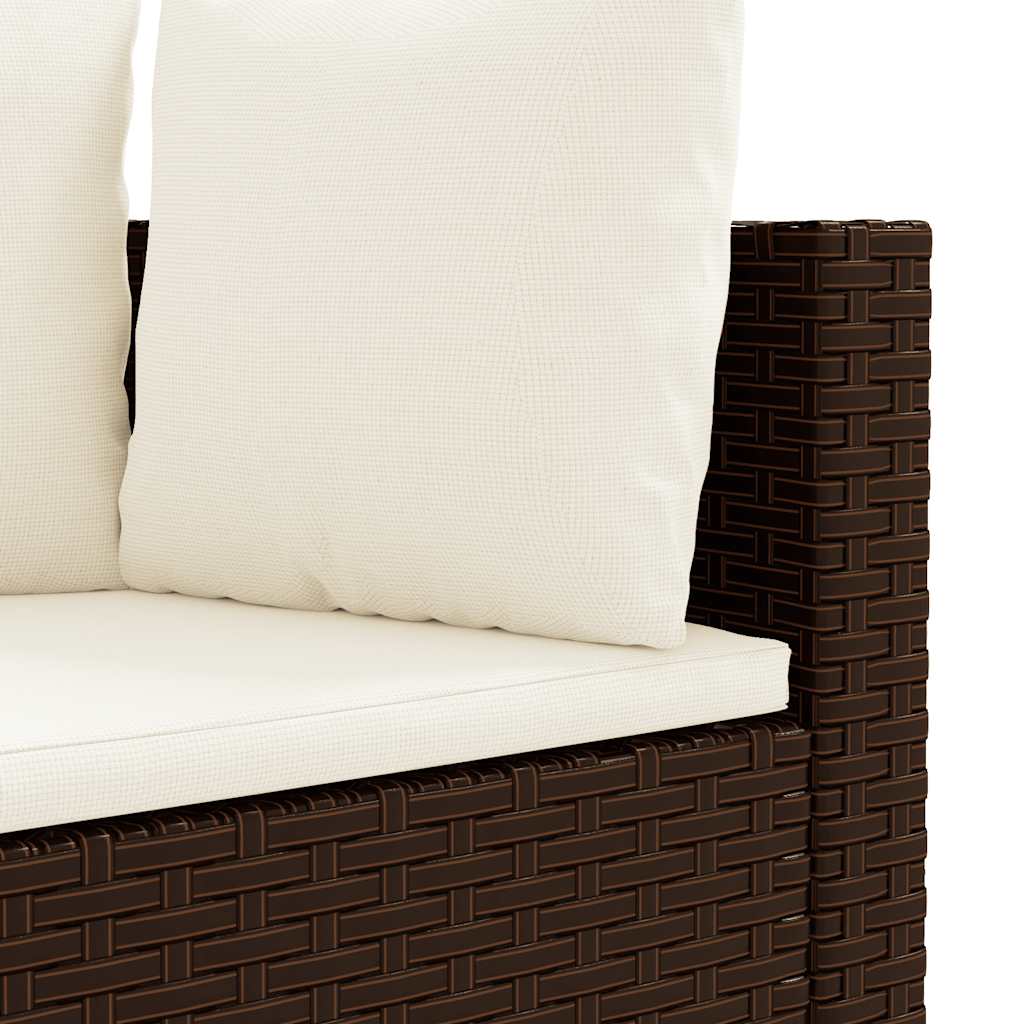 sofasæt til haven 5 dele med hynder polyrattan brun
