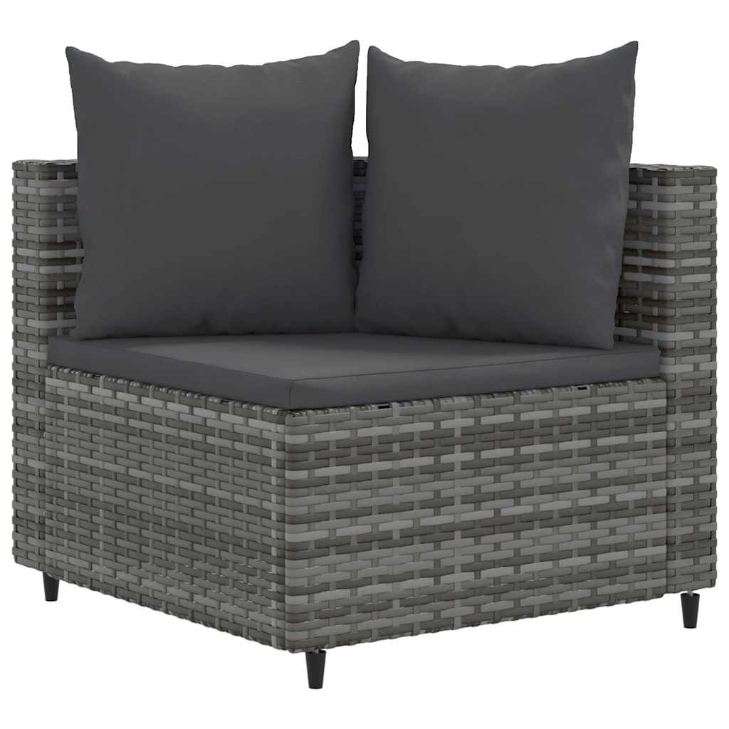 sofasæt 5 dele med hynder polyrattan grå