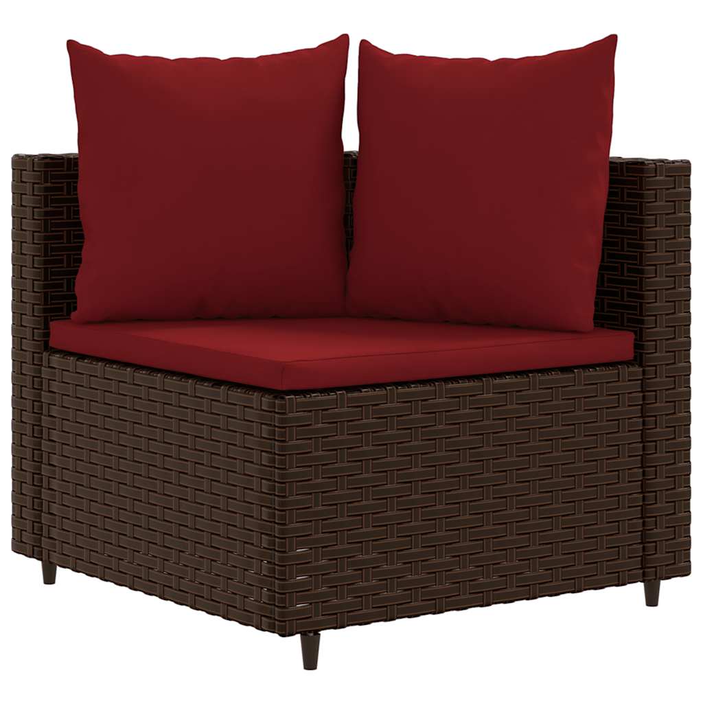 sofasæt til haven 5 dele med hynder polyrattan brun