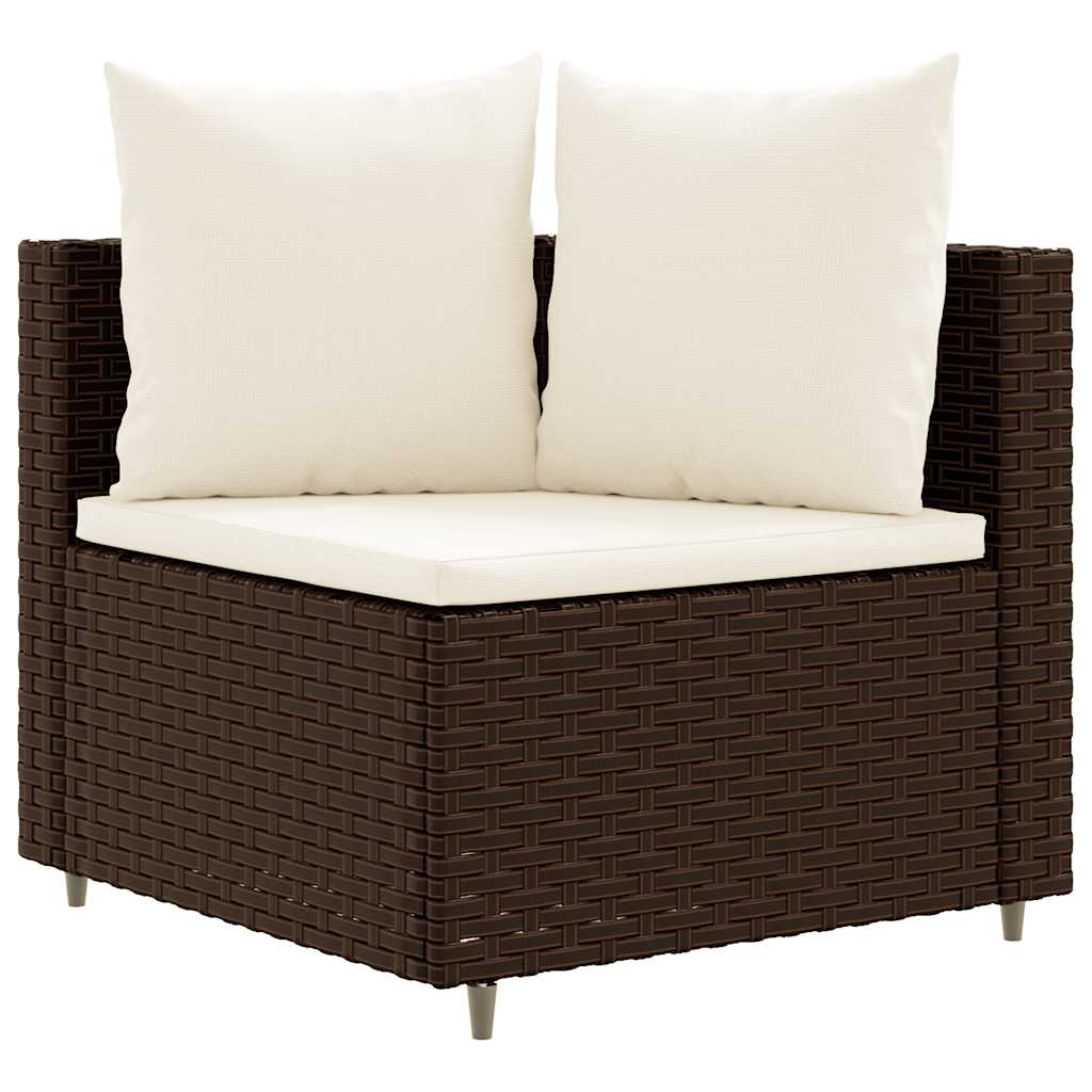 sofasæt til haven 7 dele med hynder polyrattan brun