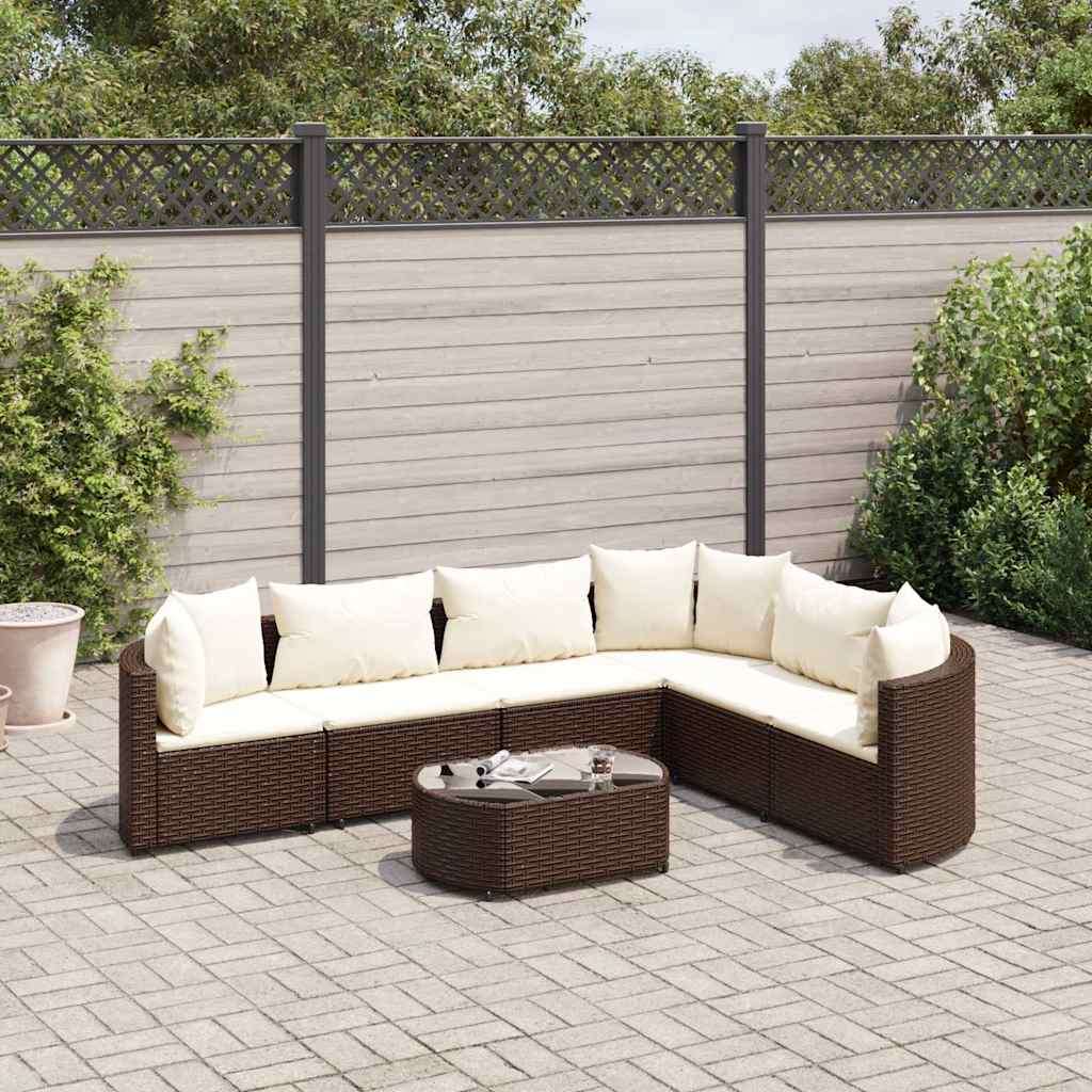 sofasæt til haven 7 dele med hynder polyrattan brun