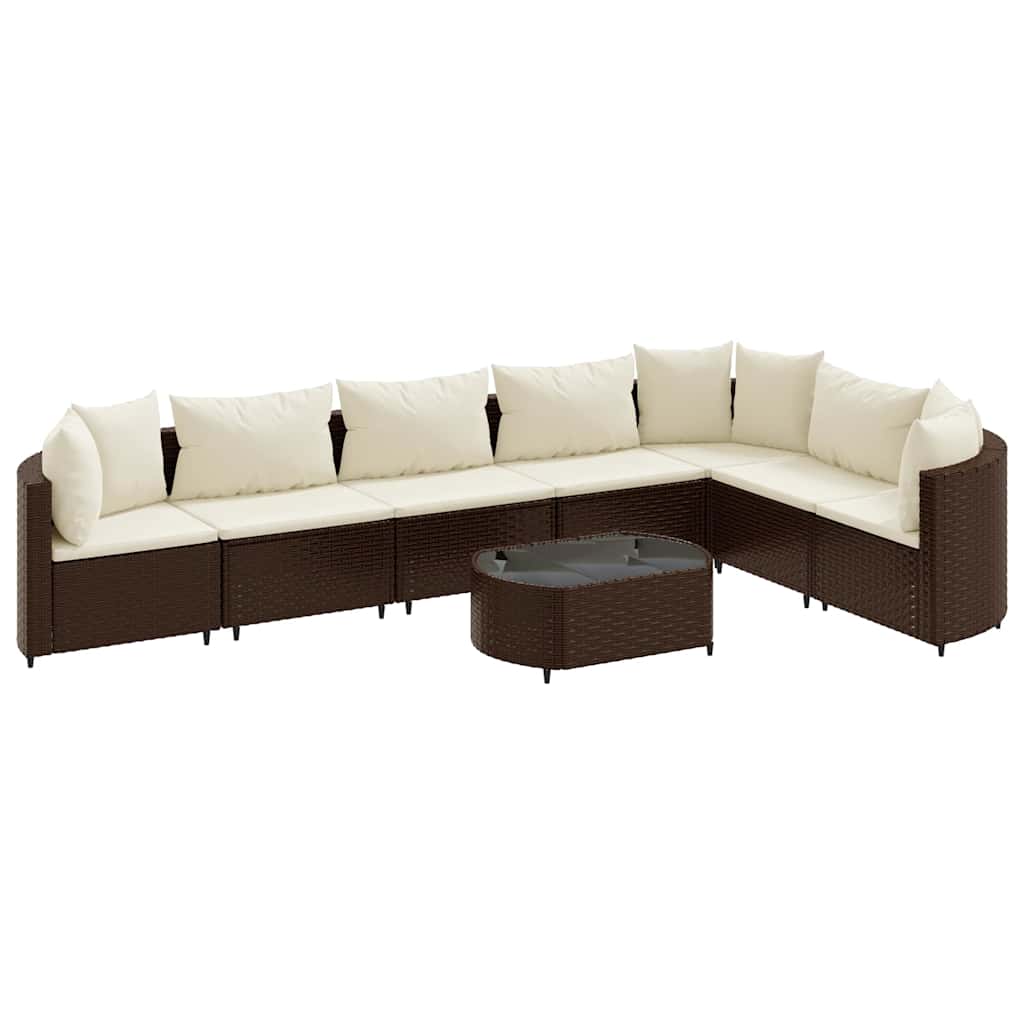 sofasæt til haven 8 dele med hynder polyrattan brun
