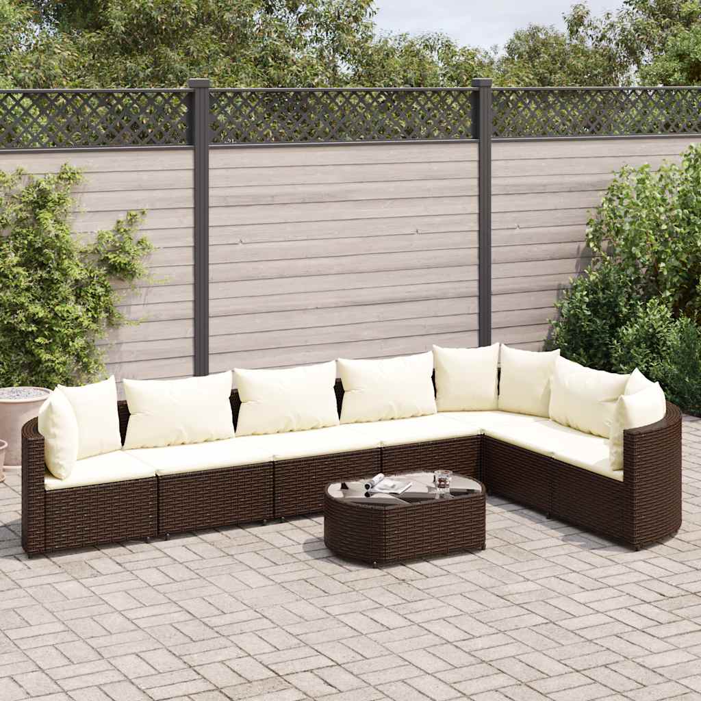 sofasæt til haven 8 dele med hynder polyrattan brun