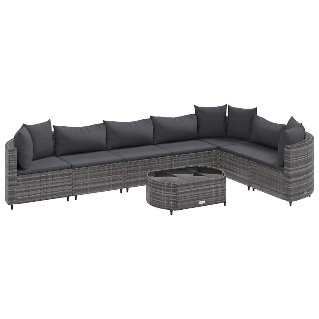 sofasæt til haven 8 dele med hynder polyrattan grå