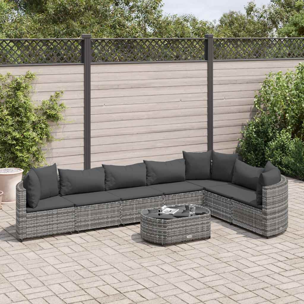 sofasæt til haven 8 dele med hynder polyrattan grå