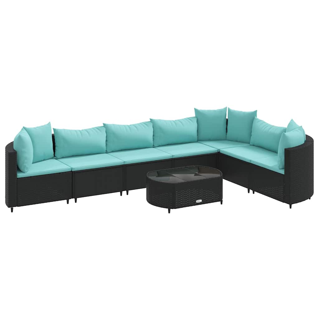 sofasæt til haven 8 dele med hynder polyrattan sort
