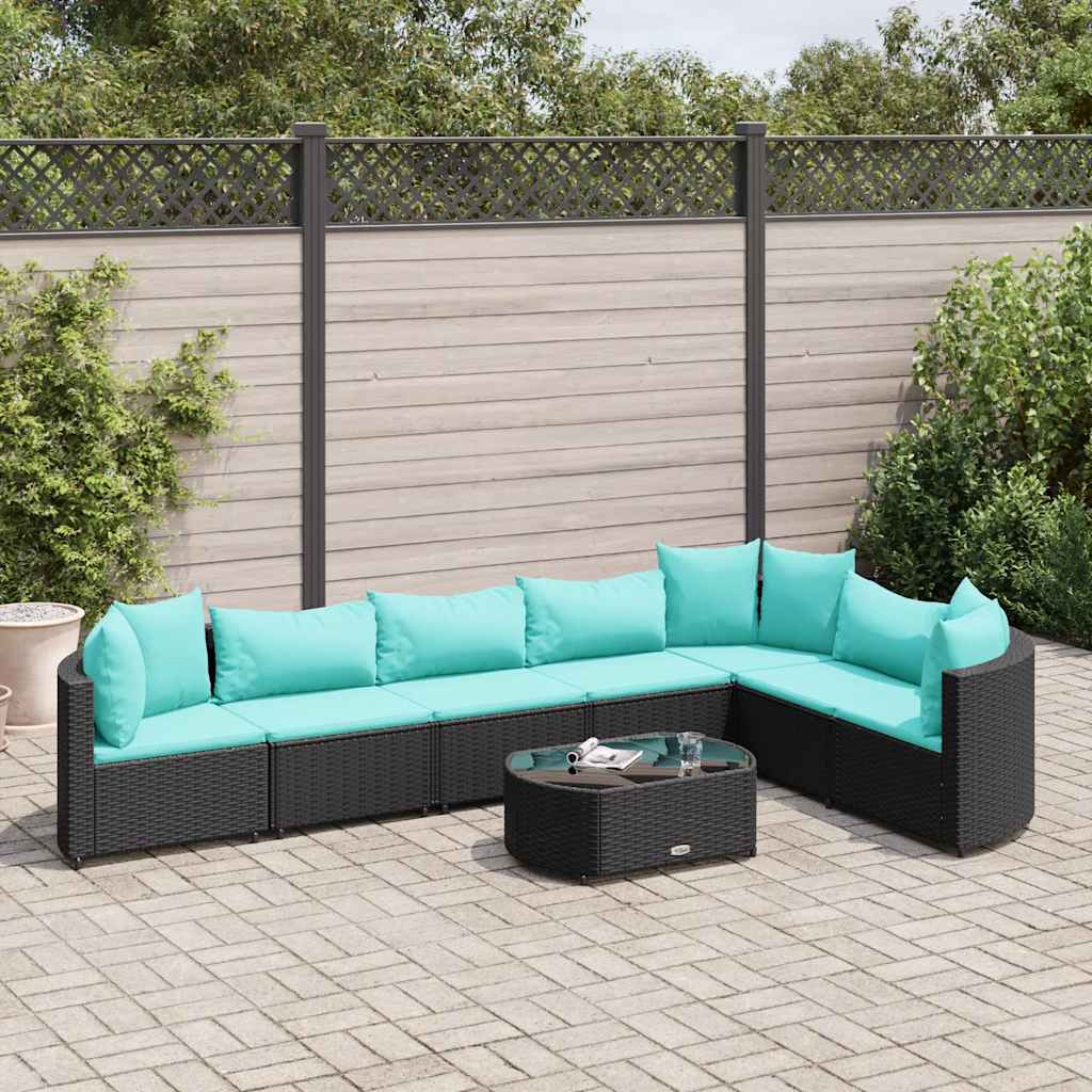 sofasæt til haven 8 dele med hynder polyrattan sort