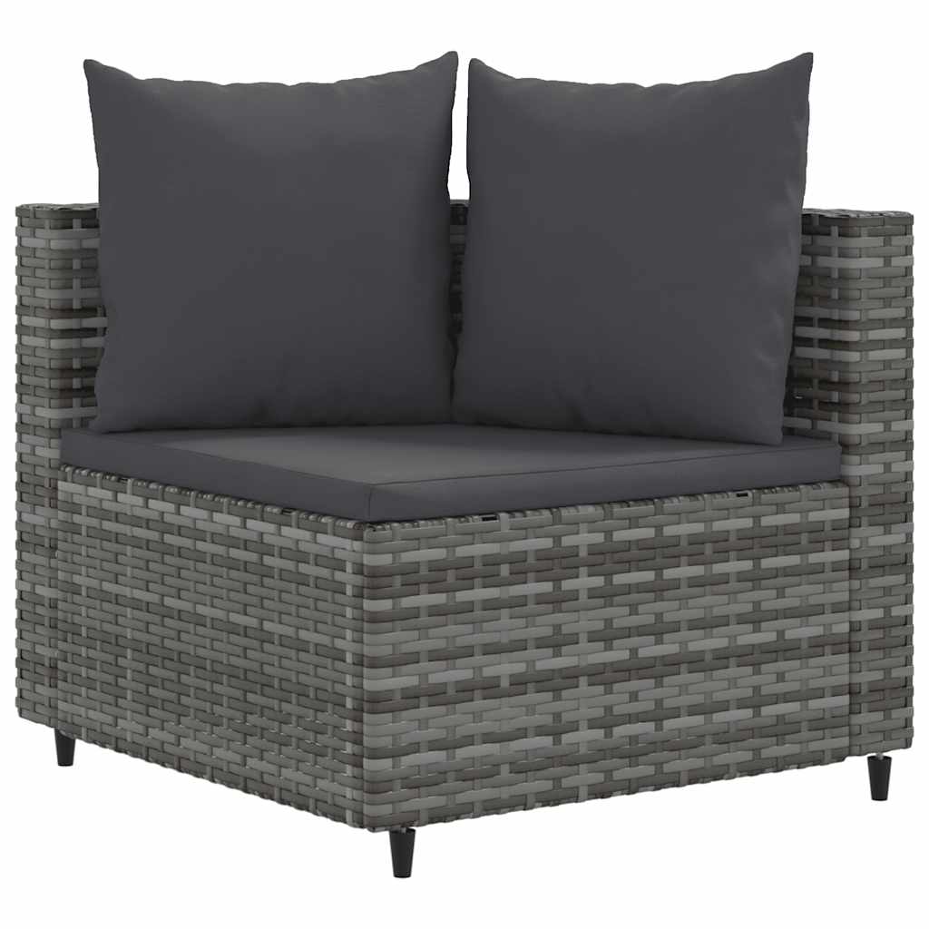 sofasæt til haven 6 dele med hynder polyrattan grå