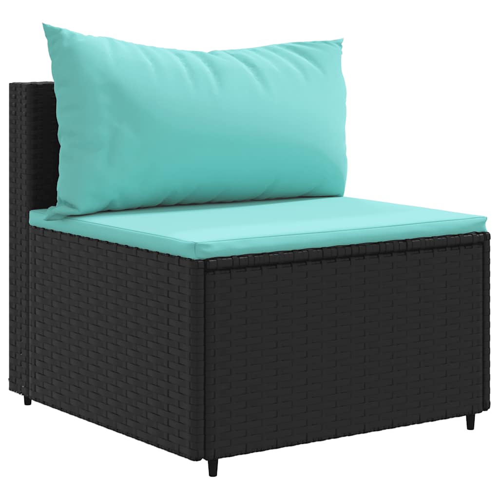 sofasæt til haven 6 dele med hynder polyrattan sort