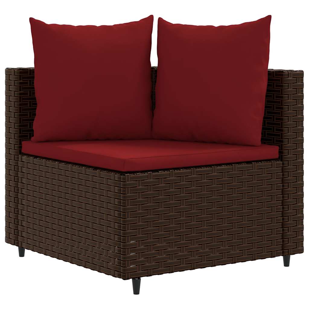sofasæt til haven 6 dele med hynder polyrattan brun